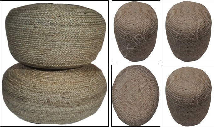 Offer # 2795- 100% Jute Braided Pouf /Ottoman Stock