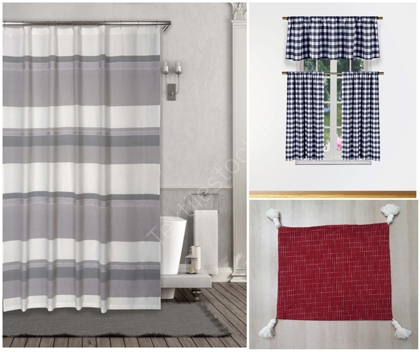 Offer # 2943- Shower Curtain,Kitchen Curtain and Cushion cov
