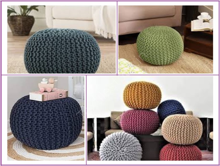 Offer# 2677 100% Cotton Knitted Pouf Stock. 10x40 HQ