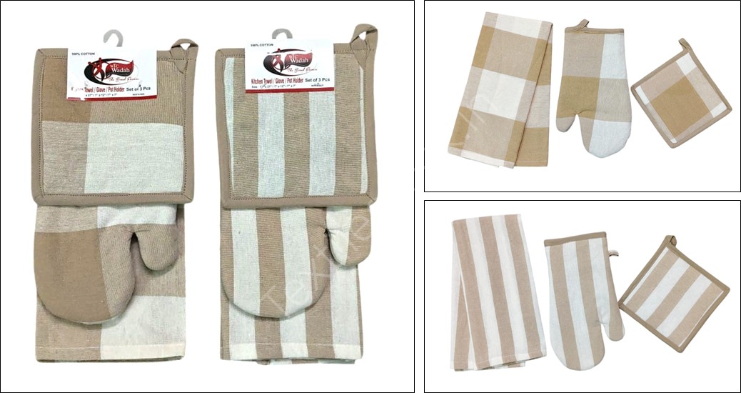 Offer # 3182- 3 Pc Set-Kitchen Towel, Glove &  Potholder