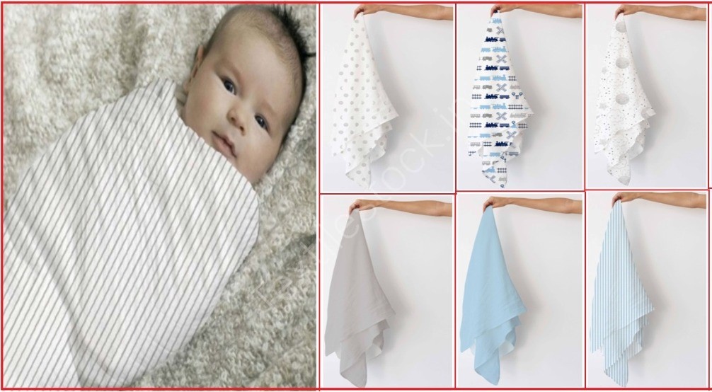 Printed BABY MUSLIN Swaddle 100$% Cotton Set of 3 Ready Stock Offer# 2924