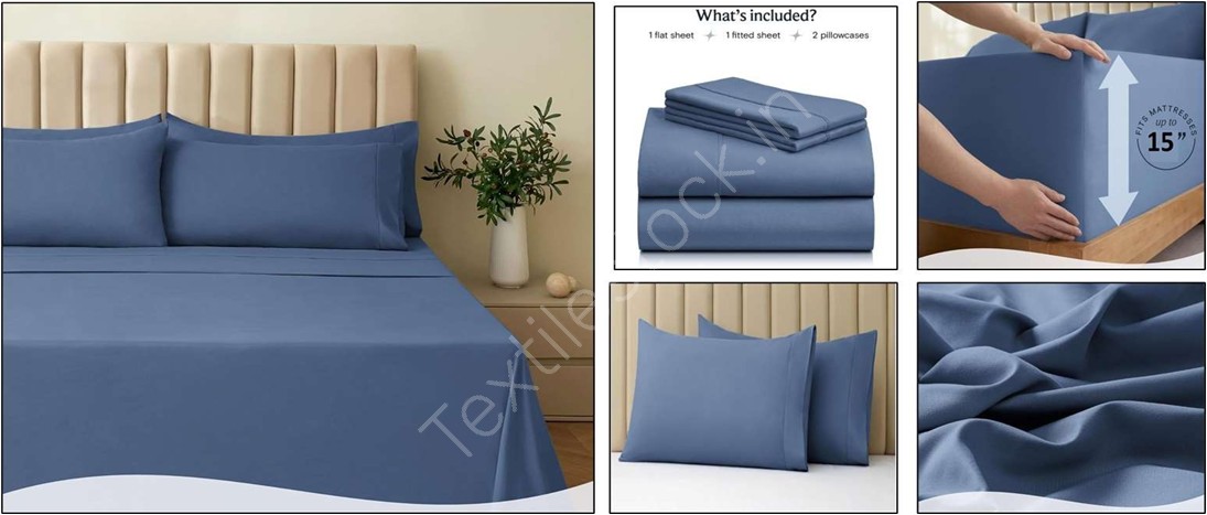 Offer # 2984 100% Cotton Satin Sheet Set-1 Flat, 1 Fitted + 2 Pillow