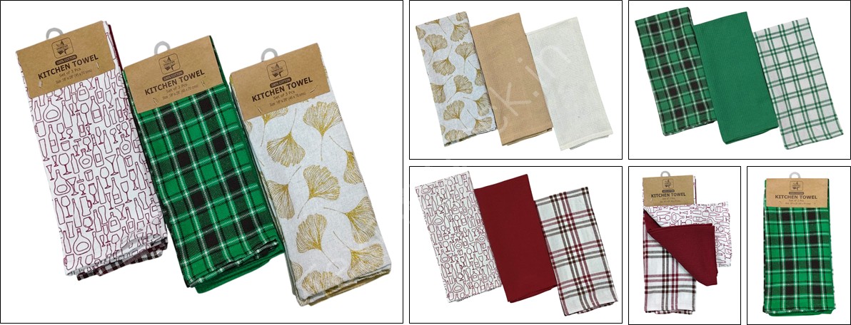 Offer # 3183- 100% Cotton Kitchen Towel Set of 3 Pcs Stock