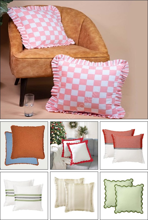 TS-0014 # Cotton Cushion Cover Set of 2 & Set of 4 Stock
