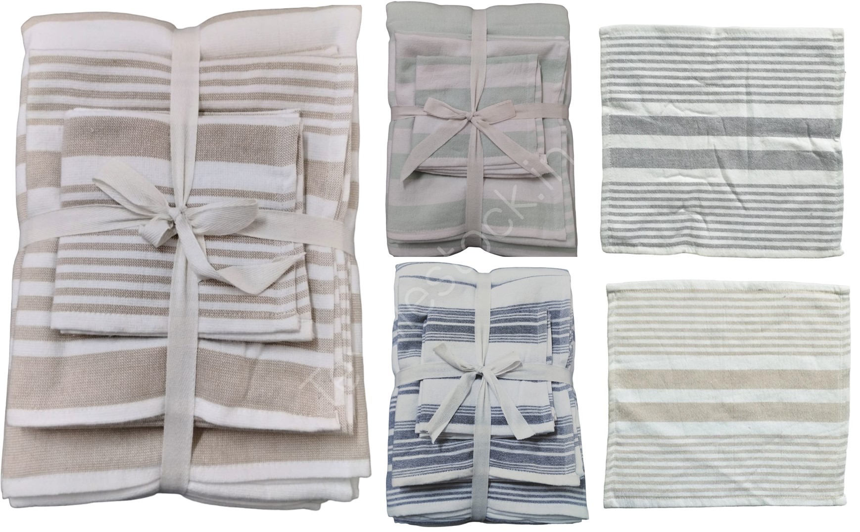 Offer#2930 100% Cotton One Side Terry 6pc  Bath, Hand, Wash