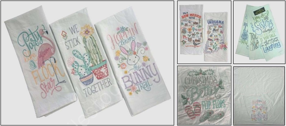 Offer #3003 100% Cotton Embroidered Kitchen Towel Set of 3
