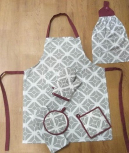 Offer # 2588 4 pc Kitchen Linen Set -Apron, Gloves, Pot Holder , KT