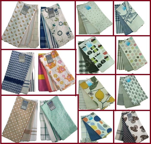 Cotton 3 Pc Set Kitchen Towel Set Stock Offer # 2909-