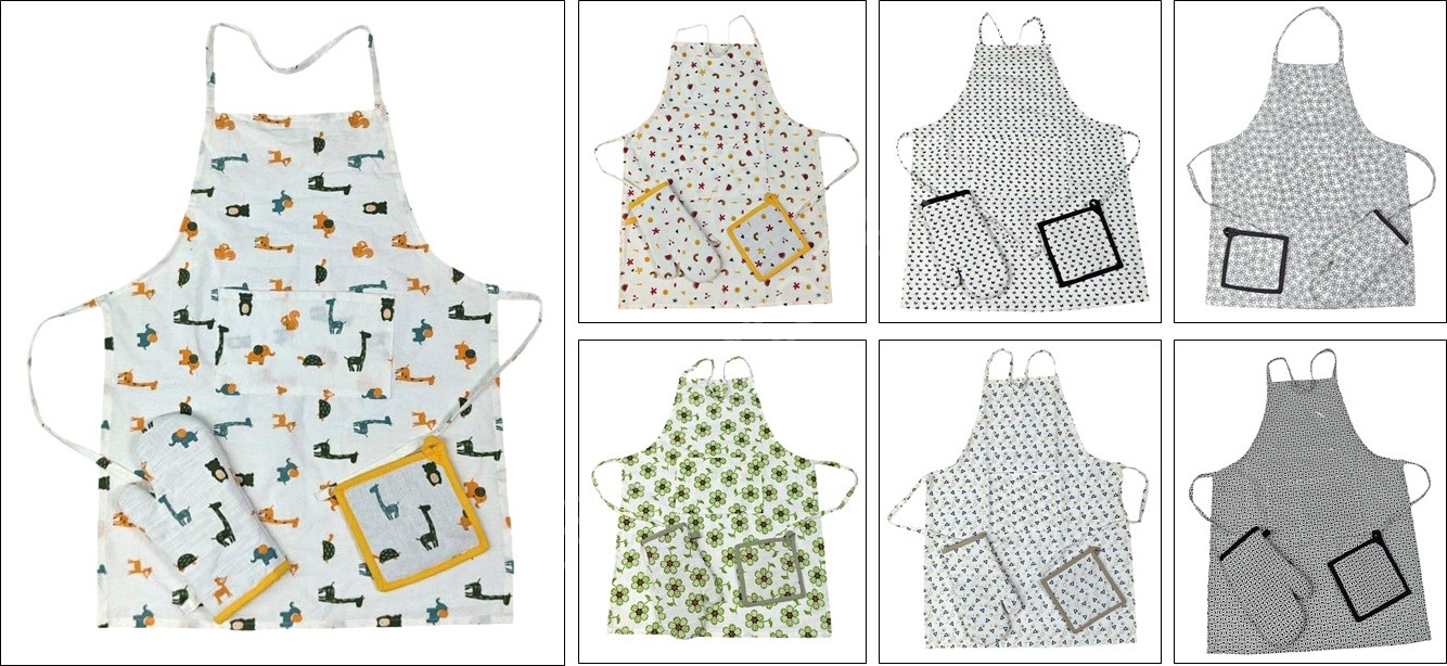 Offer # 3191- 3 pc Kithen Set- Apron, Oven Mitt + Pot Holder Stock